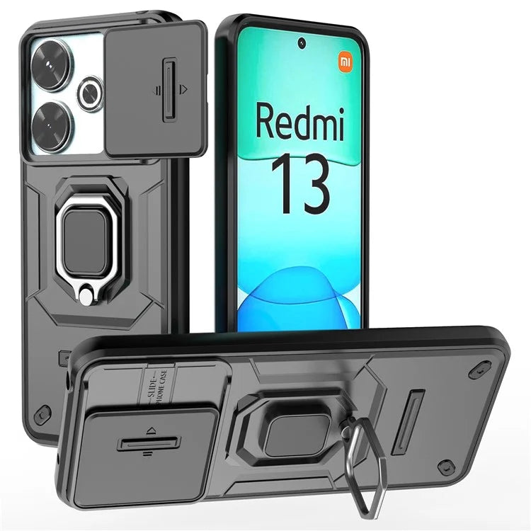 For Xiaomi Redmi 13 4G Case Camshield Kickstand PC+TPU Phone Cover