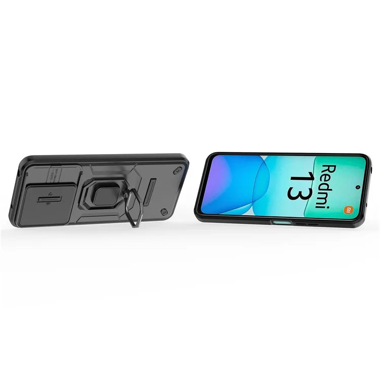 For Xiaomi Redmi 13 4G Case Camshield Kickstand PC+TPU Phone Cover
