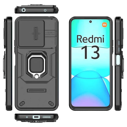 For Xiaomi Redmi 13 4G Case Camshield Kickstand PC+TPU Phone Cover