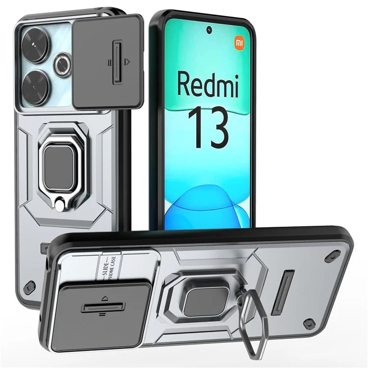 For Xiaomi Redmi 13 4G Case Camshield Kickstand PC+TPU Phone Cover