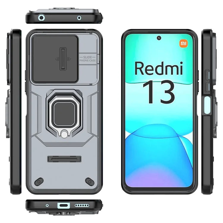 For Xiaomi Redmi 13 4G Case Camshield Kickstand PC+TPU Phone Cover