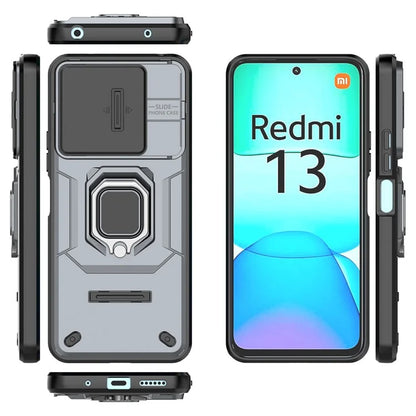 For Xiaomi Redmi 13 4G Case Camshield Kickstand PC+TPU Phone Cover