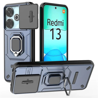 For Xiaomi Redmi 13 4G Case Camshield Kickstand PC+TPU Phone Cover