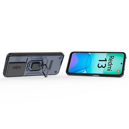 For Xiaomi Redmi 13 4G Case Camshield Kickstand PC+TPU Phone Cover