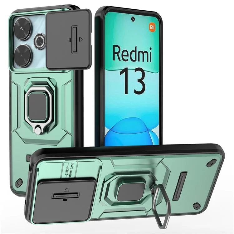 For Xiaomi Redmi 13 4G Case Camshield Kickstand PC+TPU Phone Cover