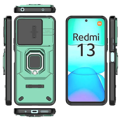 For Xiaomi Redmi 13 4G Case Camshield Kickstand PC+TPU Phone Cover