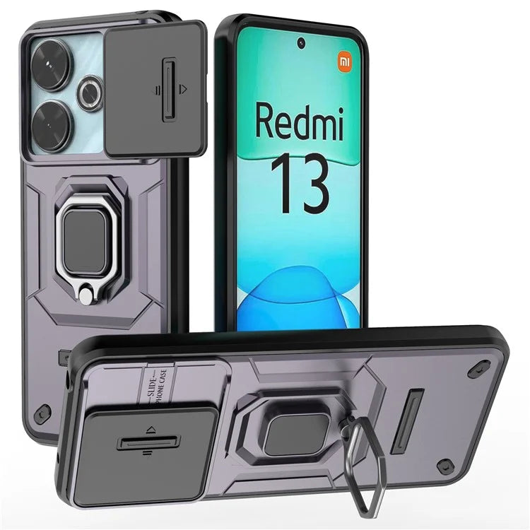 For Xiaomi Redmi 13 4G Case Camshield Kickstand PC+TPU Phone Cover