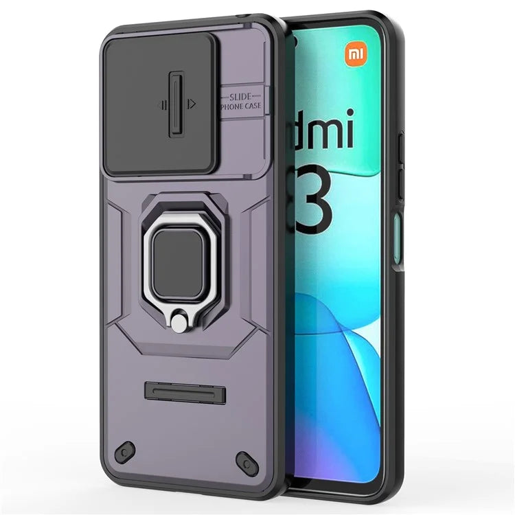 For Xiaomi Redmi 13 4G Case Camshield Kickstand PC+TPU Phone Cover
