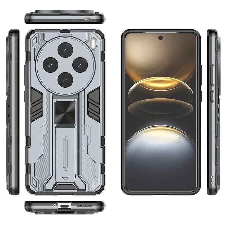 For vivo X100s 5G Case with Kickstand PC + TPU Shockproof Phone Cover