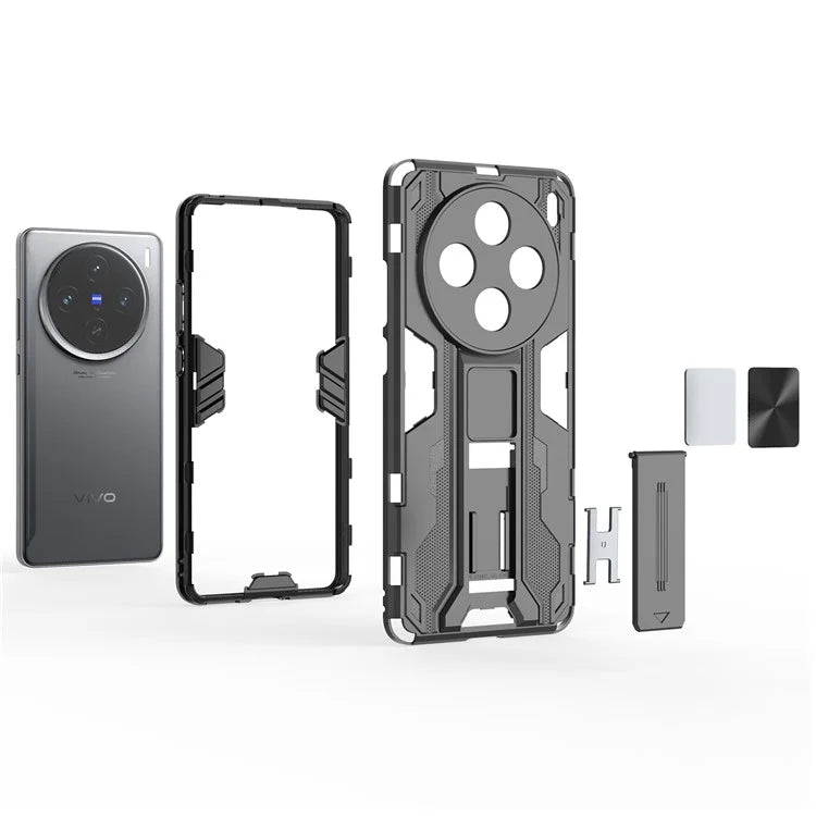 For vivo X100s 5G Case with Kickstand PC + TPU Shockproof Phone Cover