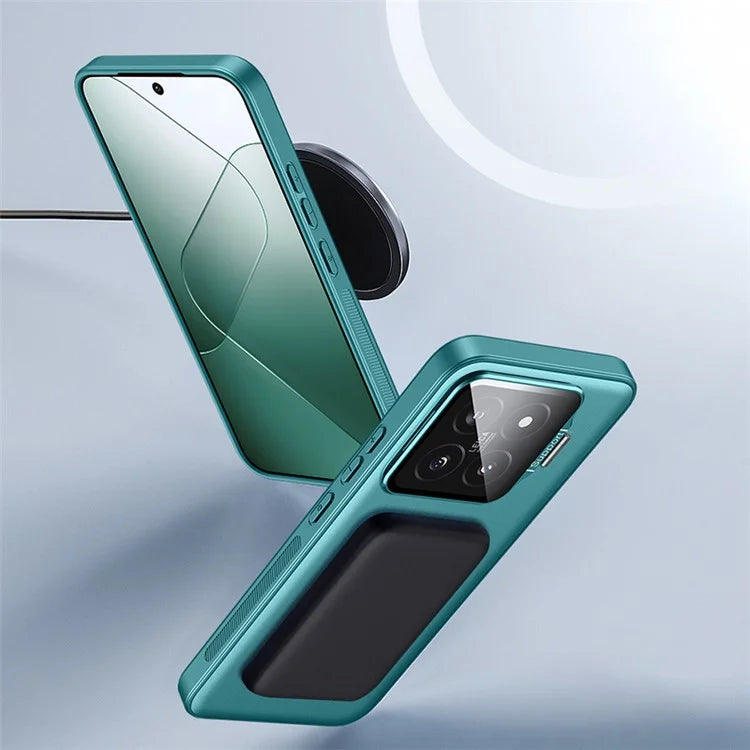 For Xiaomi 14 Case Metal Lens Frame Kickstand TPU+PC Magnetic Phone Cover