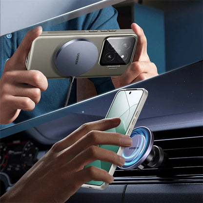 For Xiaomi 14 Case Metal Lens Frame Kickstand TPU+PC Magnetic Phone Cover