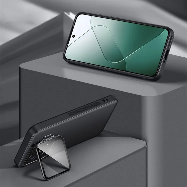 For Xiaomi 14 Case Metal Lens Frame Kickstand TPU+PC Magnetic Phone Cover