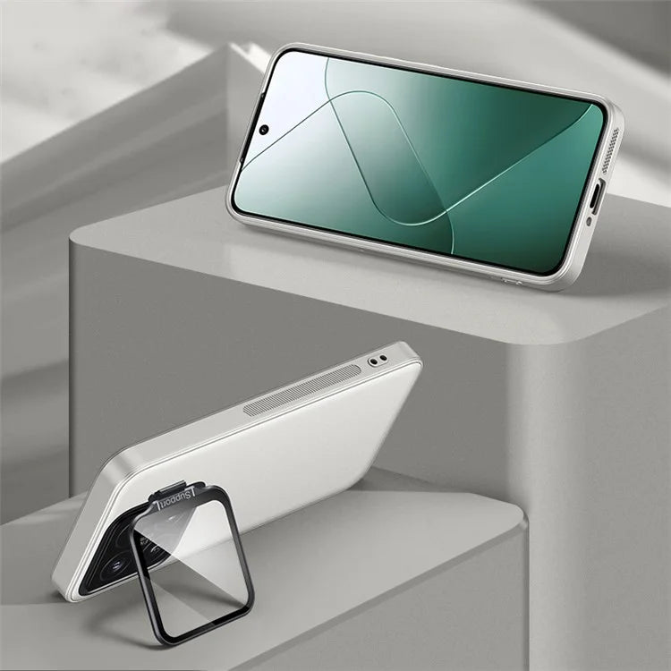 For Xiaomi 14 Case Metal Lens Frame Kickstand TPU+PC Magnetic Phone Cover
