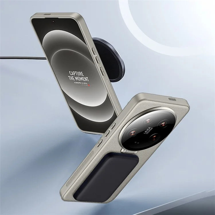 For Xiaomi 14 Ultra Case with Lens Frame Kickstand PU Leather+TPU+PC Magnetic Phone Cover