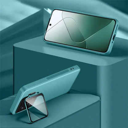 For Xiaomi 14 Pro Magnetic Case TPU+PC Phone Cover with Metal Lens Frame Kickstand
