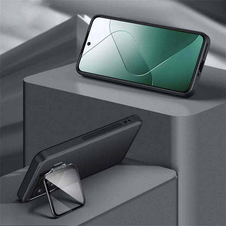 For Xiaomi 14 Pro Magnetic Case TPU+PC Phone Cover with Metal Lens Frame Kickstand