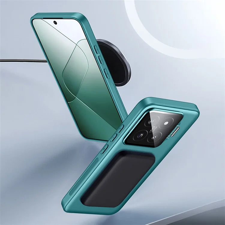For Xiaomi 14 Pro Magnetic Case TPU+PC Phone Cover with Metal Lens Frame Kickstand