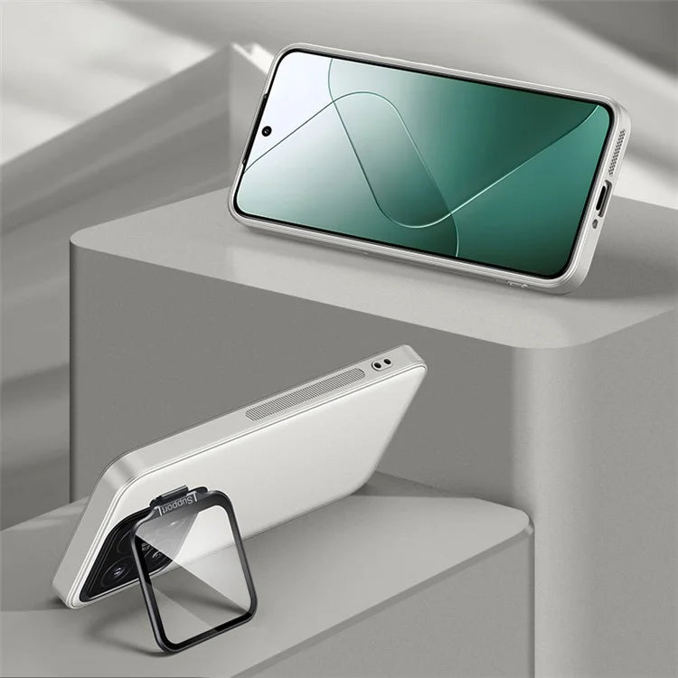 For Xiaomi 14 Pro Magnetic Case TPU+PC Phone Cover with Metal Lens Frame Kickstand