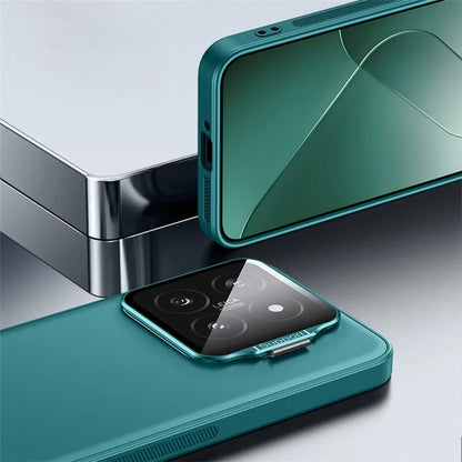 For Xiaomi 14 Pro Magnetic Case TPU+PC Phone Cover with Metal Lens Frame Kickstand