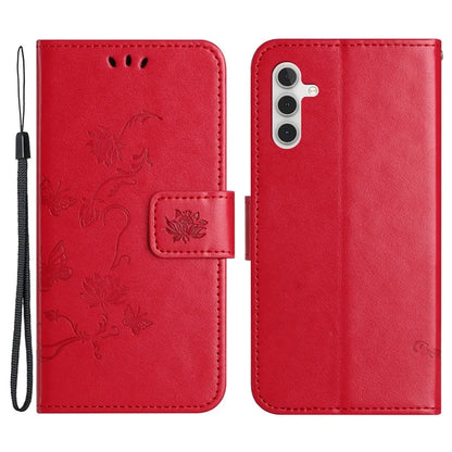 For Samsung Galaxy S24 FE Case Leather Phone Cover Butterfly Flower Pattern