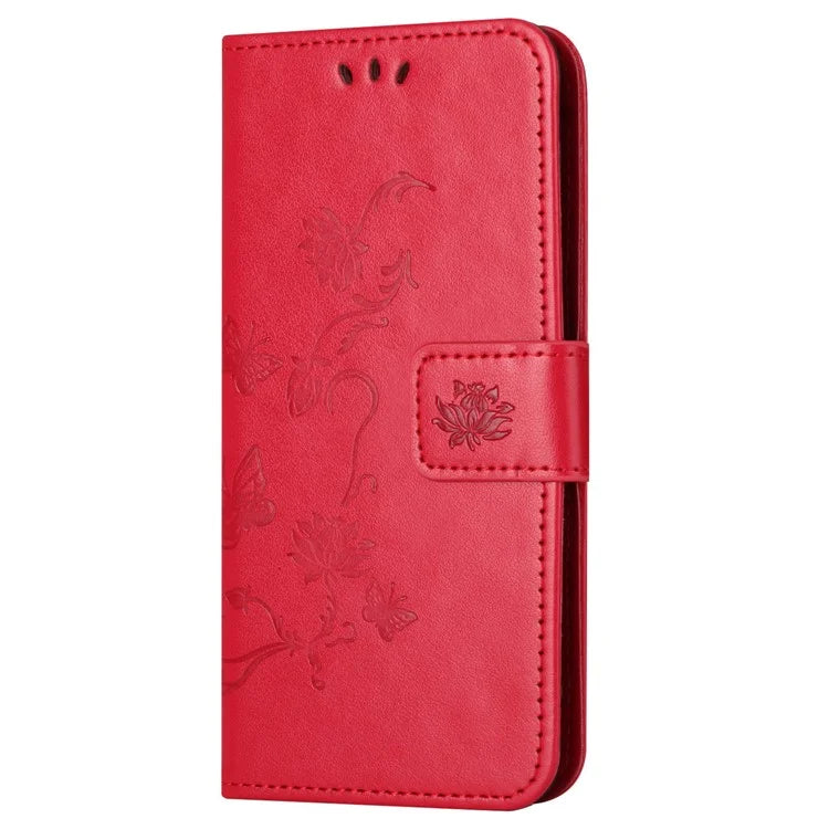 For Samsung Galaxy S24 FE Case Leather Phone Cover Butterfly Flower Pattern