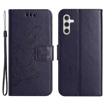 For Samsung Galaxy S24 FE Case Leather Phone Cover Butterfly Flower Pattern