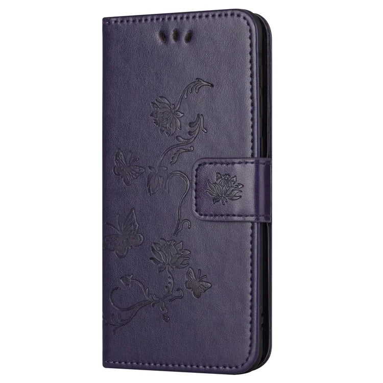 For Samsung Galaxy S24 FE Case Leather Phone Cover Butterfly Flower Pattern