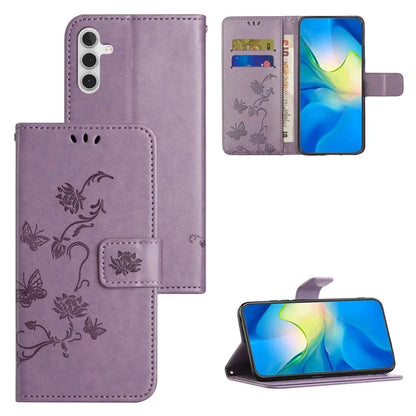 For Samsung Galaxy S24 FE Case Leather Phone Cover Butterfly Flower Pattern