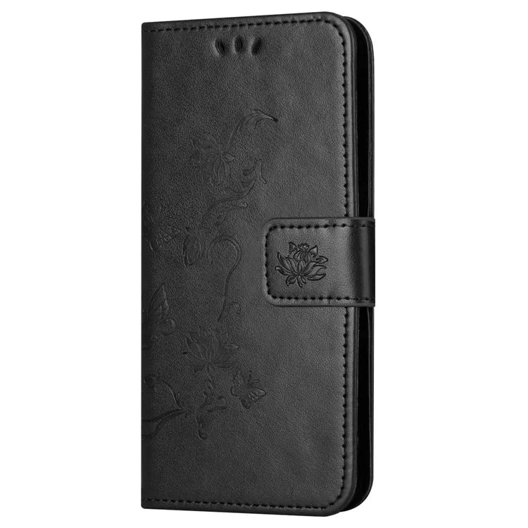 For Samsung Galaxy S24 FE Case Leather Phone Cover Butterfly Flower Pattern