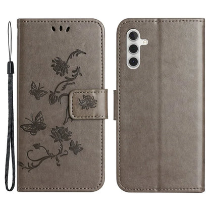 For Samsung Galaxy S24 FE Case Leather Phone Cover Butterfly Flower Pattern