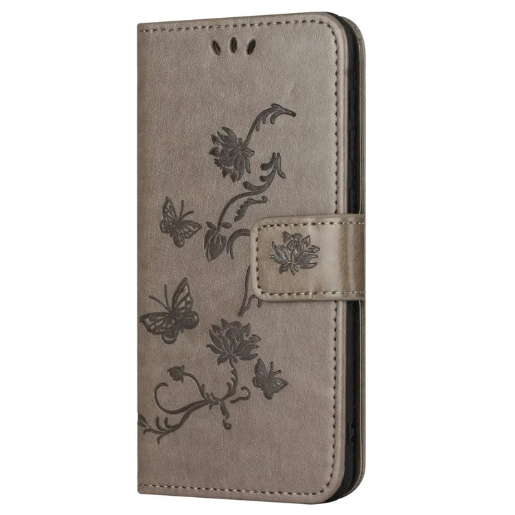 For Samsung Galaxy S24 FE Case Leather Phone Cover Butterfly Flower Pattern