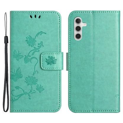 For Samsung Galaxy S24 FE Case Leather Phone Cover Butterfly Flower Pattern