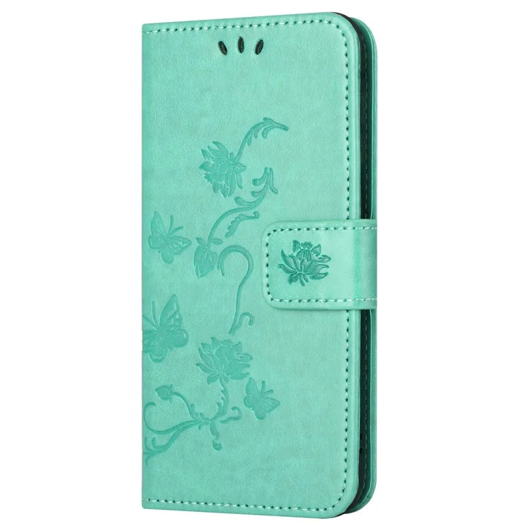 For Samsung Galaxy S24 FE Case Leather Phone Cover Butterfly Flower Pattern