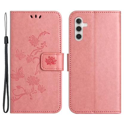 For Samsung Galaxy S24 FE Case Leather Phone Cover Butterfly Flower Pattern
