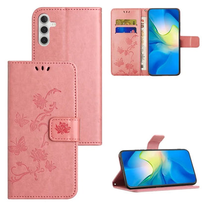 For Samsung Galaxy S24 FE Case Leather Phone Cover Butterfly Flower Pattern
