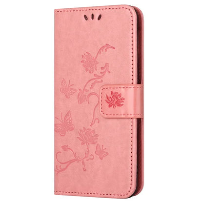 For Samsung Galaxy S24 FE Case Leather Phone Cover Butterfly Flower Pattern