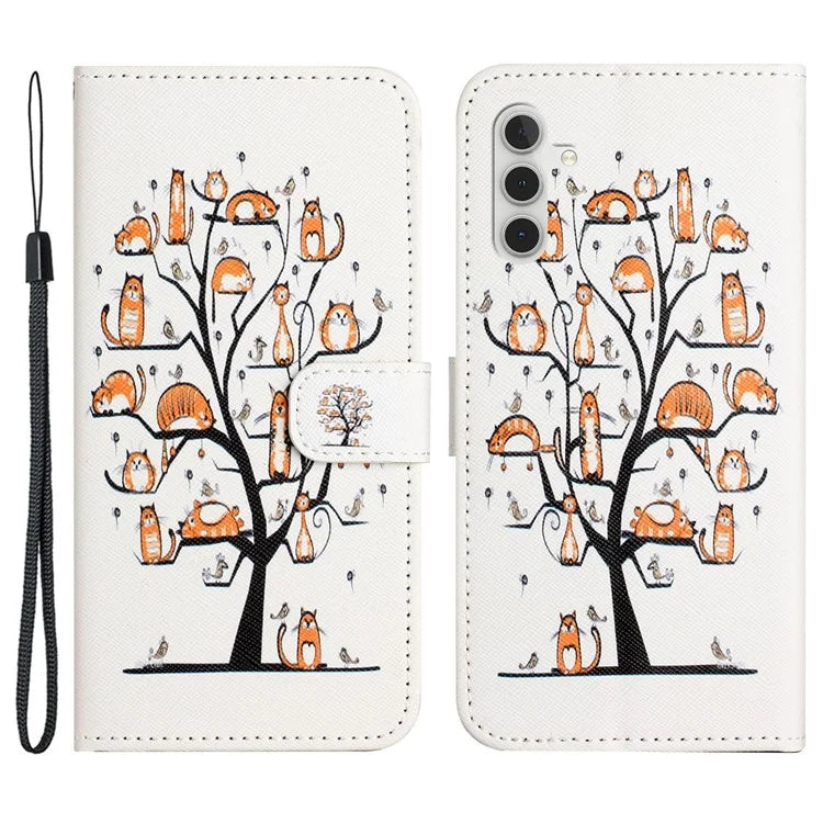 For Samsung Galaxy S24 FE Case Leather Phone Cover Cross Texture Pattern Printing