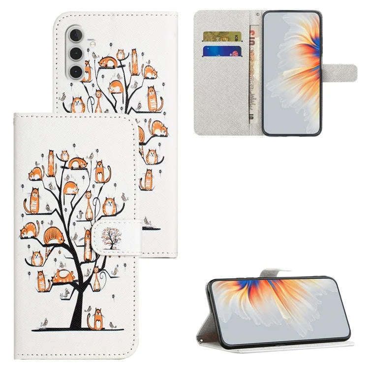 For Samsung Galaxy S24 FE Case Leather Phone Cover Cross Texture Pattern Printing