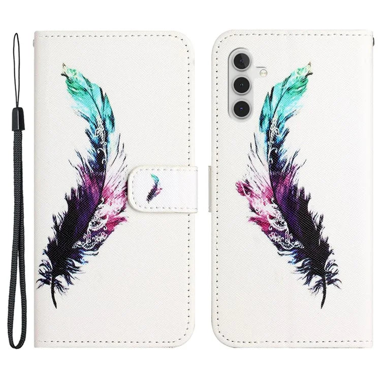 For Samsung Galaxy S24 FE Case Leather Phone Cover Cross Texture Pattern Printing