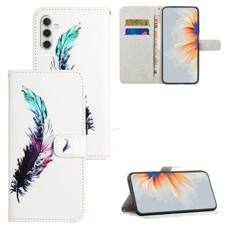 For Samsung Galaxy S24 FE Case Leather Phone Cover Cross Texture Pattern Printing
