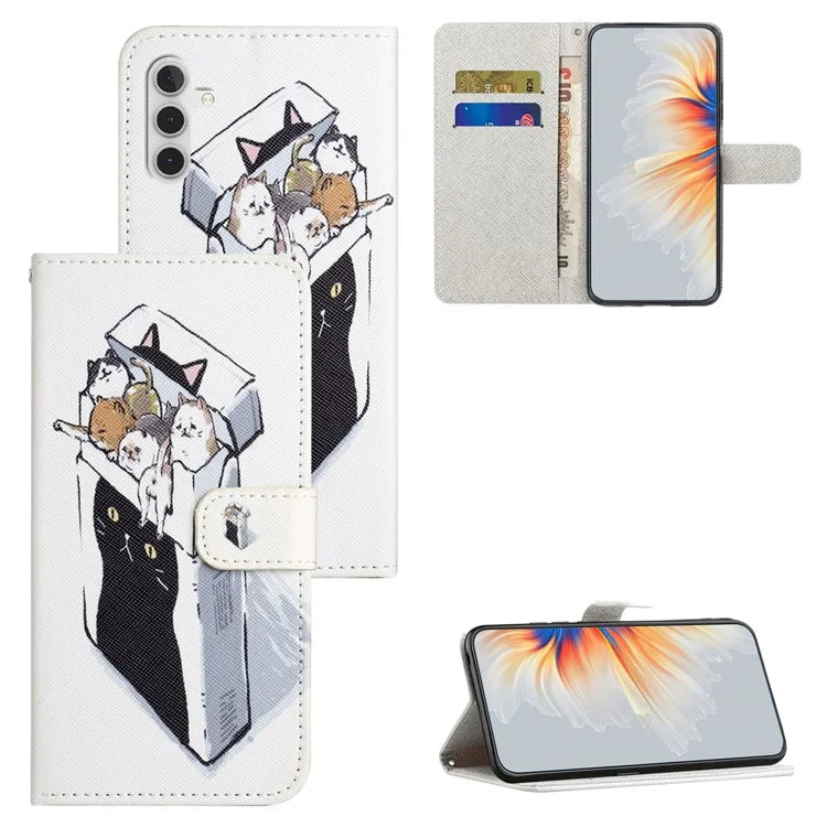For Samsung Galaxy S24 FE Case Leather Phone Cover Cross Texture Pattern Printing
