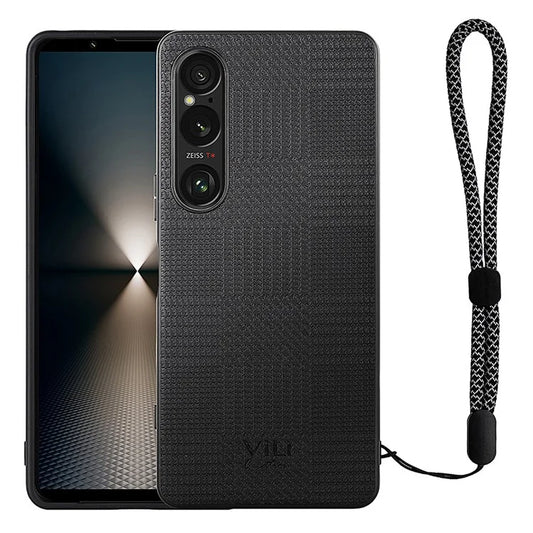 VILI TH Series for Sony Xperia 1 VI Case PU Leather+PC+TPU Cell Phone Cover with Wrist Strap