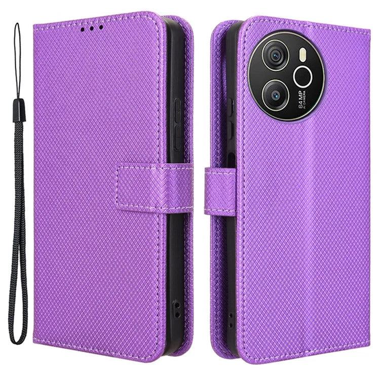 For Blackview Shark 8 / Oscal Tiger 12 Case Diamond Texture Leather Phone Cover Wallet