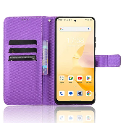 For Blackview Shark 8 / Oscal Tiger 12 Case Diamond Texture Leather Phone Cover Wallet