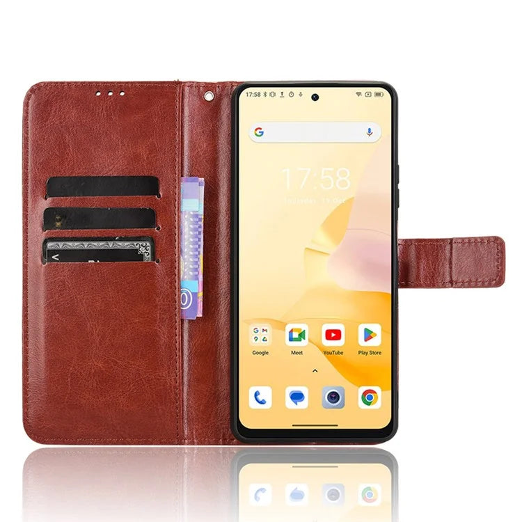 For Blackview Shark 8 / Oscal Tiger 12 Wallet Case Crazy Horse Texture Leather Phone Cover