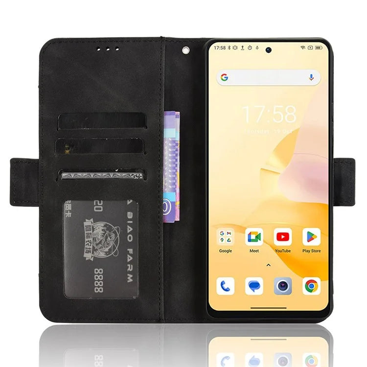 For Blackview Shark 8 / Oscal Tiger 12 Case Leather Phone Cover Multiple Card Slots Stand