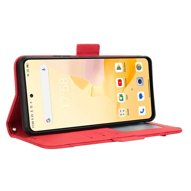 For Blackview Shark 8 / Oscal Tiger 12 Case Leather Phone Cover Multiple Card Slots Stand