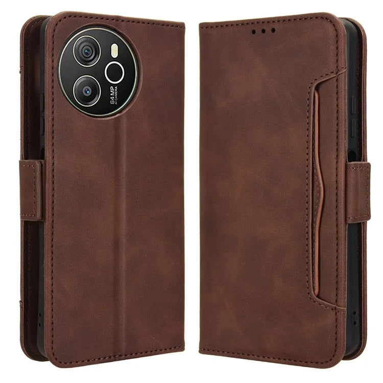 For Blackview Shark 8 / Oscal Tiger 12 Case Leather Phone Cover Multiple Card Slots Stand