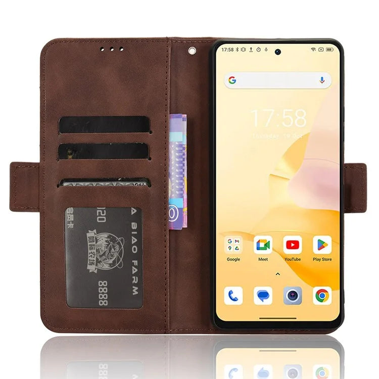 For Blackview Shark 8 / Oscal Tiger 12 Case Leather Phone Cover Multiple Card Slots Stand